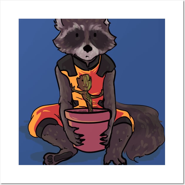 rocket and groot Wall Art by inkpocket